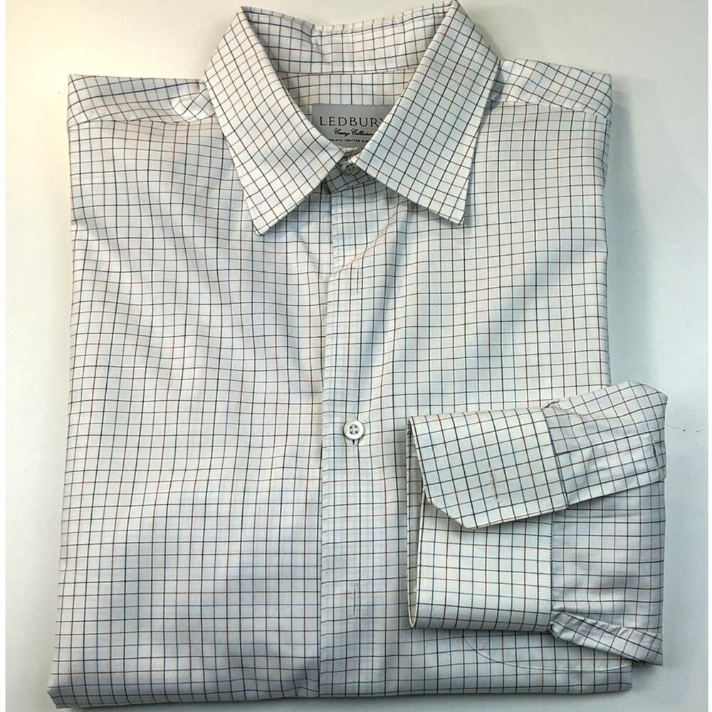 Ledbury Creery Collection Bespoke Shirt 16-35 Red Blue Plaid Check Luxury **Mono
